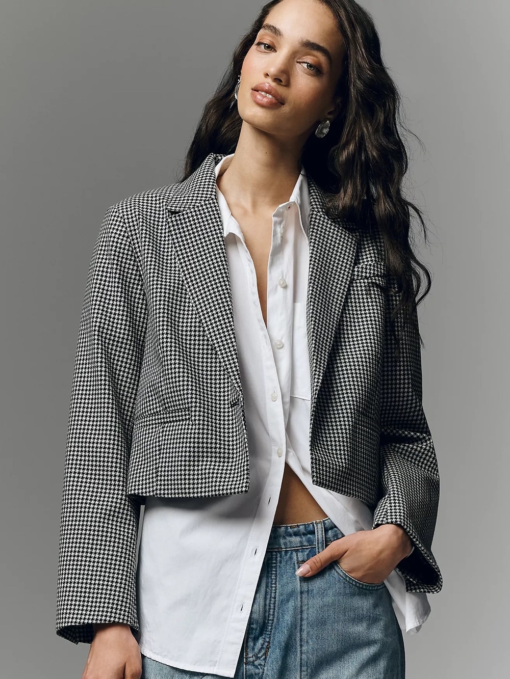 Anthropologie Maeve Boxy Crop Blazer